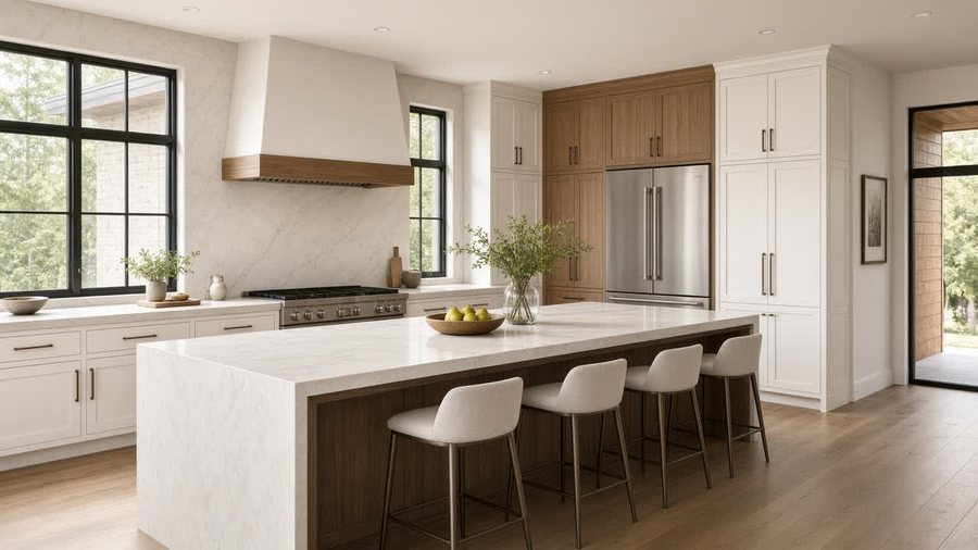 Waterfall Stone Island Kitchen