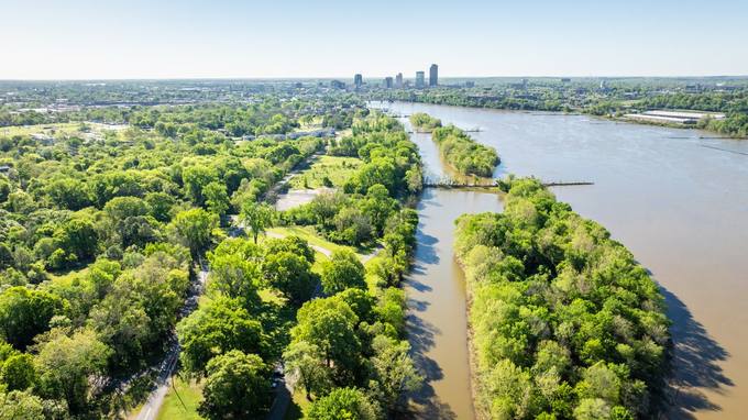 Arkansas River Valley and Downtown Little Rock Skyline Horizon