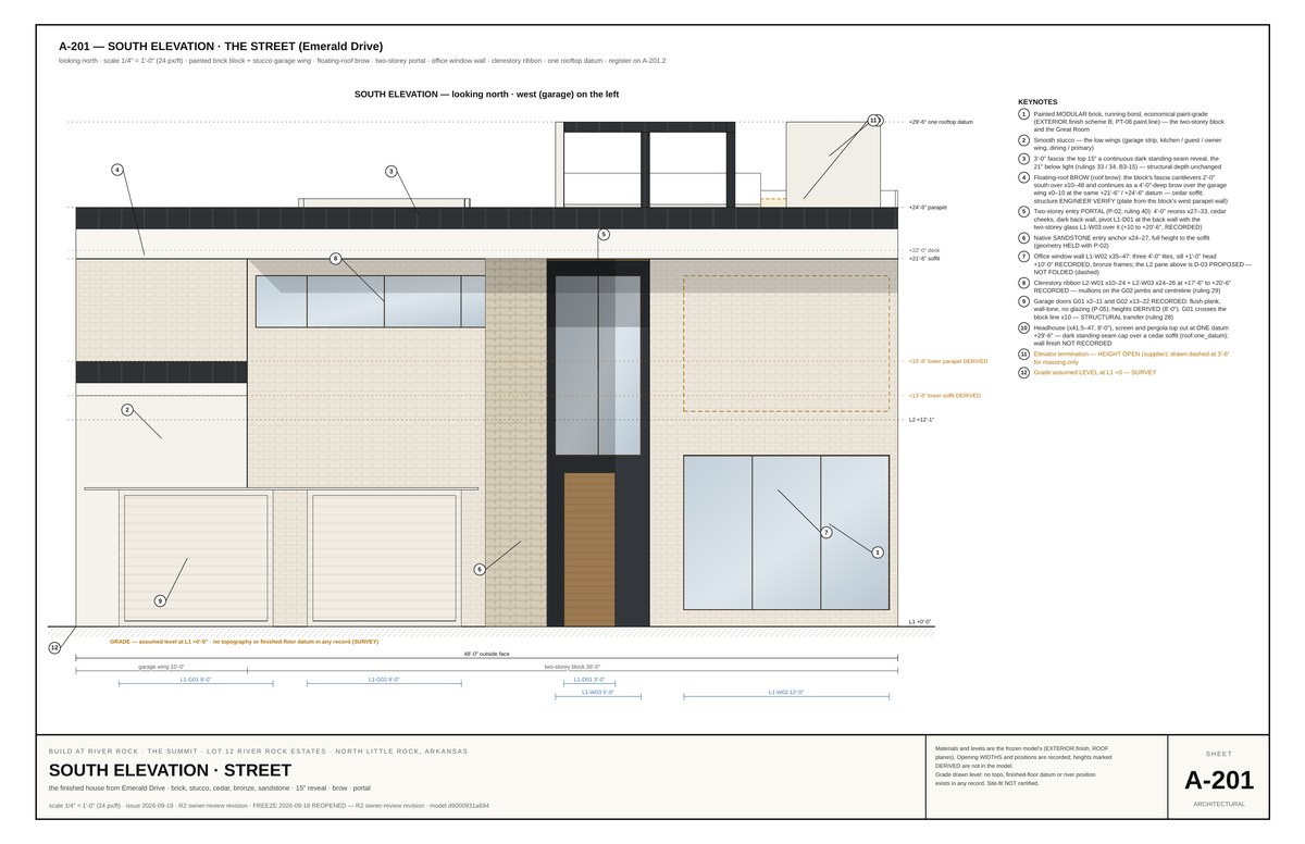 Sheet A-201 South Street Elevation